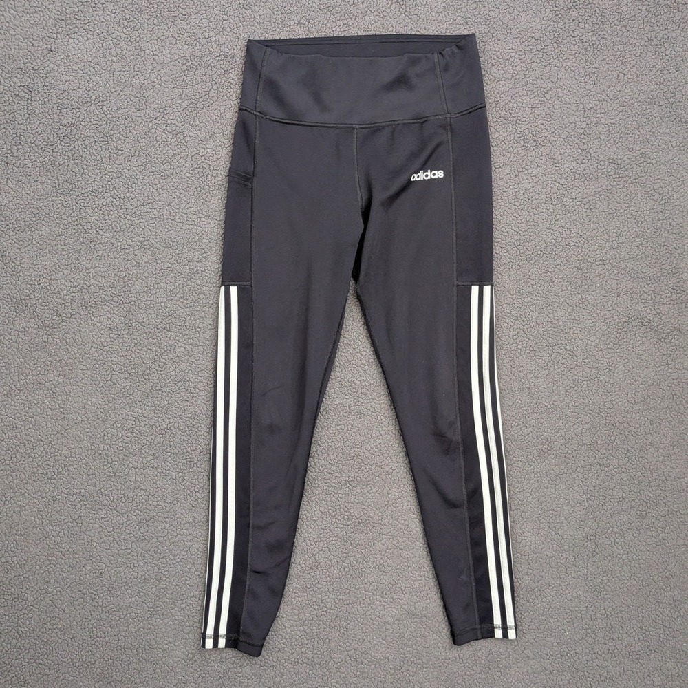 Adidas Climalite Womens Black 3-Stripe High Rise Leggings with Pocket Size M